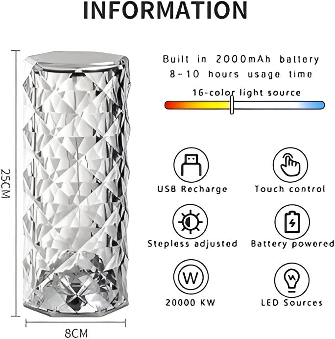 Led Diamond Touch Lamp With Remote