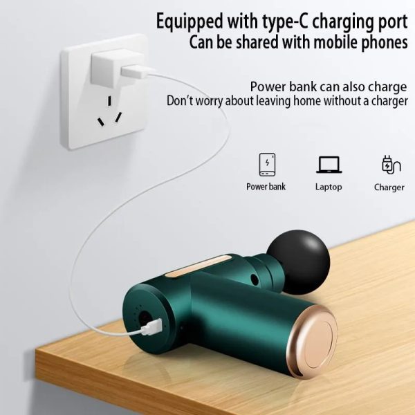 Jy-760 Mini Massage Gun Muscle Massager Portable Ultra Massage Heads Usb C Charging Port Massage Gun (black)