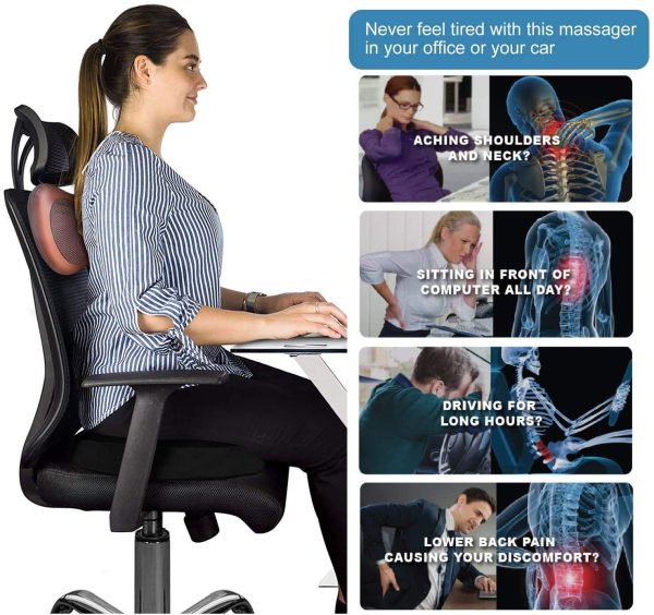 (nw000426) Car Head Massage Pillow Relax Vibrator Electric Shoulder Back Heating Kneading Infrared Therapy Shiatsu Neck Massager