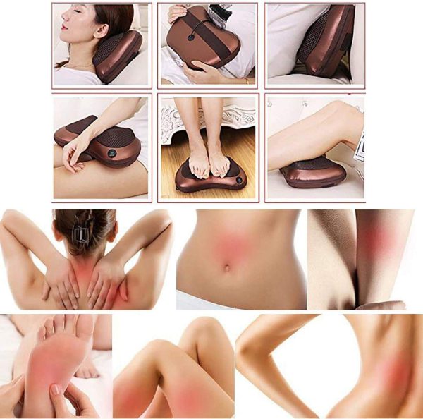 (nw000426) Car Head Massage Pillow Relax Vibrator Electric Shoulder Back Heating Kneading Infrared Therapy Shiatsu Neck Massager