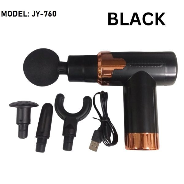 Jy-760 Mini Massage Gun Muscle Massager Portable Ultra Massage Heads Usb C Charging Port Massage Gun (black)